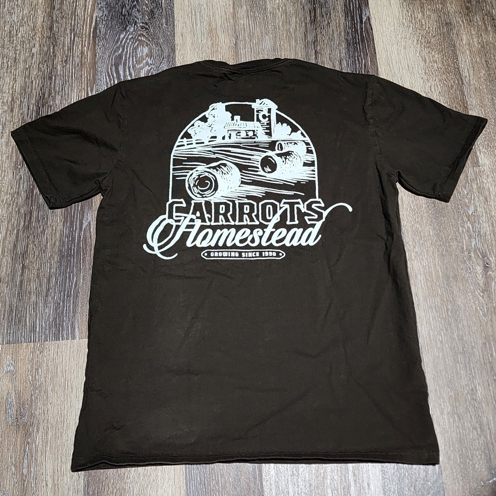 Anwar Carrots Homestead Men's Shirt Size M Brown Short Sleeve Streetwear Graphic